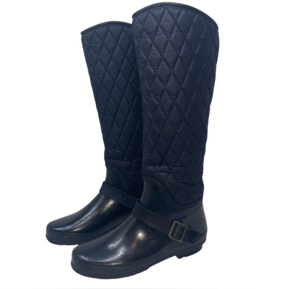Sperry Black Top Sider Hingham Quilted Tall Shaft Rain Boots Sz. 5
